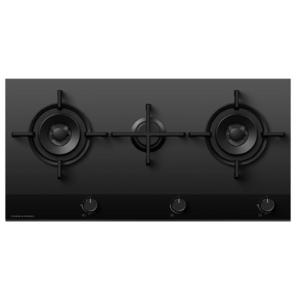 Fisher & Paykel Series 9 90cm Three Burner Natural Gas Cooktop Black Glass CG903DNGGB4