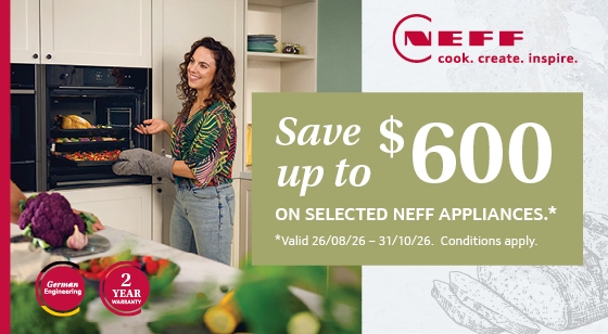 Save up to $600 on selected NEFF appliances.